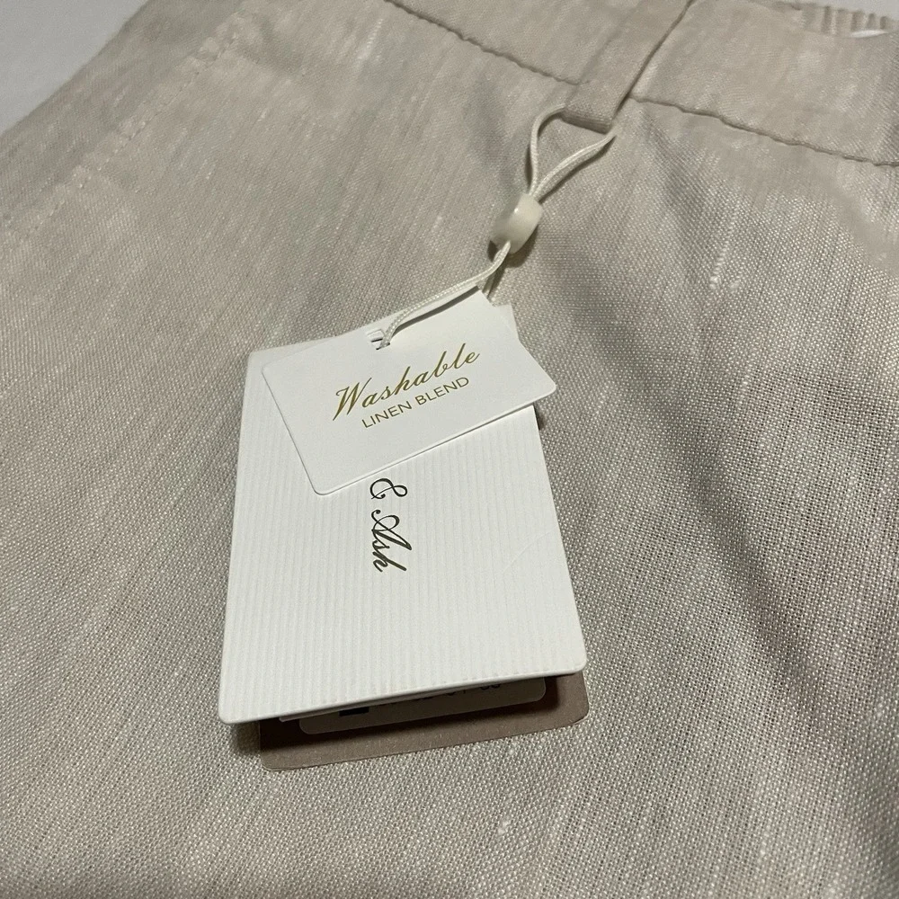 NEW Porter & Ash Pants Mens 29 X‎ 30 Linen Blend Chino Beige Washable Straight